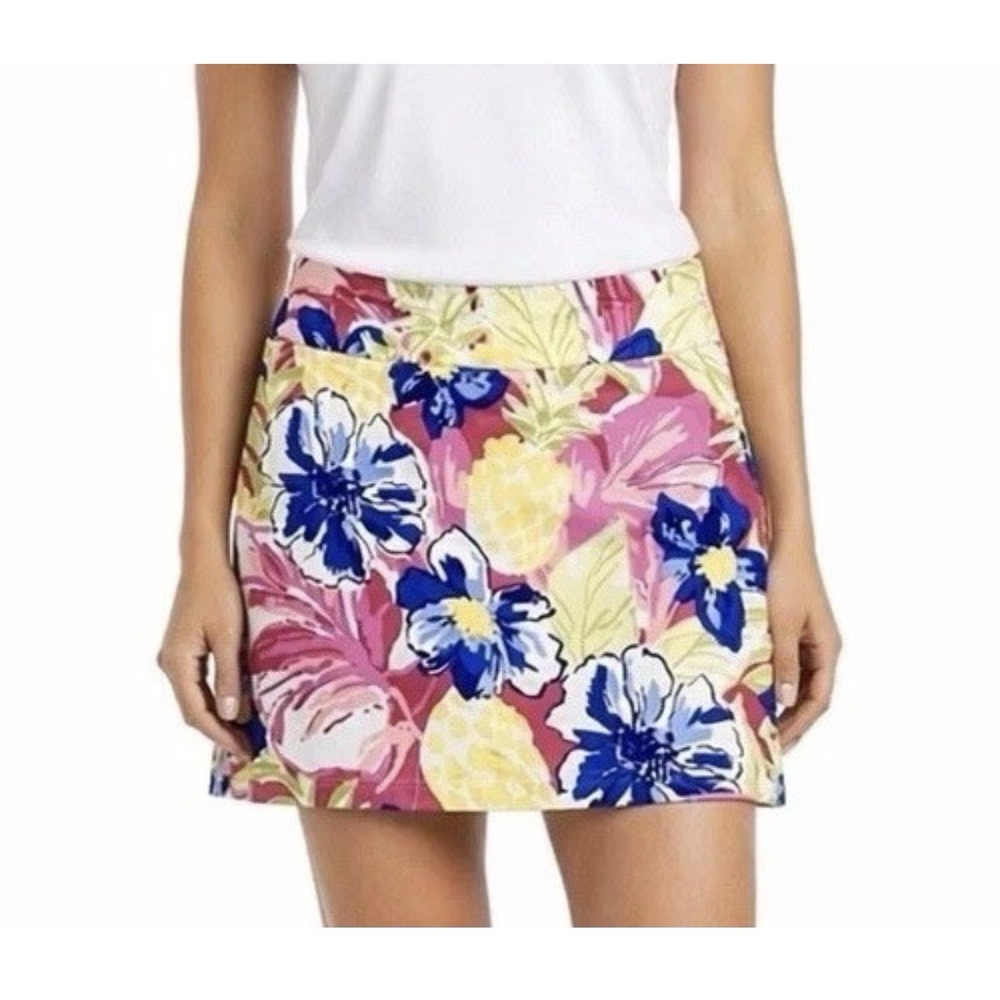 RAFAELLA Multicolor Skort Tropical Floral Print sz M Elastic Waist Golf Resort